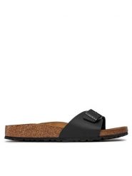 Birkenstock Klapki Madrid 0040793 Czarny. Czarne klapki damskie Birkenstock, bez wzorów, ze skóry, bez obcasa. Za 259.99 zł.