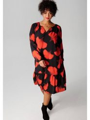 Aniston Sukienka w kolorze czarno-czerwonym rozmiar: 44. Czarne sukienki damskie Aniston, bez wzorów, z wiskozy, bez kołnierzyka, bez ramiączek, midi. Za 65.69 zł.