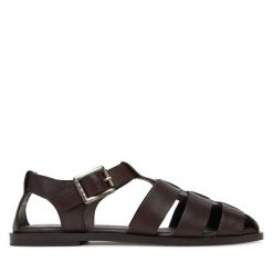Sandały Beverly Hills Polo Club. Brązowe sandały damskie Beverly Hills Polo Club, bez wzorów, bez obcasa, na płaskiej podeszwie. Za 259.99 zł.
