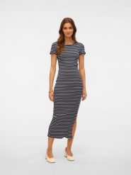Vero Moda Sukienka w kolorze granatowym rozmiar: L. Niebieskie sukienki damskie Vero Moda, l, bez wzorów, bez kołnierzyka, bez ramiączek, maxi. Za 96.60 zł.