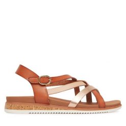 Sandały Skechers. Brązowe sandały damskie Skechers, bez wzorów, bez obcasa, na płaskiej podeszwie. Za 199.99 zł.