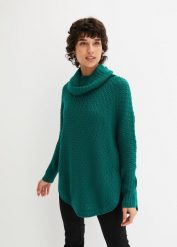 Sweter oversize. Zielone golfy damskie bonprix, w ażurowe wzory, bez ramiączek. Za 99.99 zł.