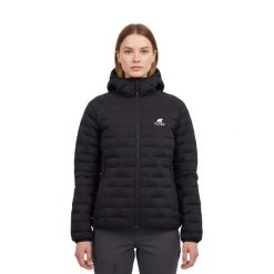 Damska kurtka puchowa Merino Eiger ML. Czarne kurtki damskie FJORK MERINO, na zimę, m, bez wzorów, z poliamidu, bez kaptura. Za 999.00 zł.