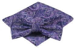 Mucha Męska z Poszetką - Alties - Fioletowa, Wzór Orientalny. Fioletowe krawaty i muchy męskie Alties, bez wzorów, eleganckie. Za 54.00 zł.