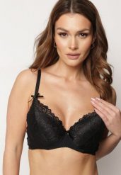 Czarny Biustonosz Koronkowy Full Cup z Niewielką Kokardką Aelles. Czarne biustonosze Born2be, bez wzorów, z bawełny. Za 19.99 zł.