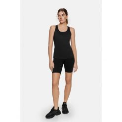 Bluzka fitness Dry Cardiobunny na ramiączka. Czarne bluzki sportowe damskie Cardio Bunny, bez wzorów, bez ramiączek. Za 39.99 zł.