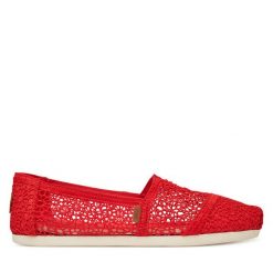 Półbuty Toms. Czerwone półbuty damskie Toms, bez wzorów, bez obcasa, na płaskiej podeszwie. Za 149.99 zł.
