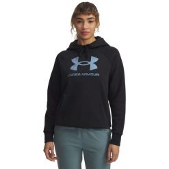 Bluza damska z kapturem Under Armour Rival Shimmer. Czarne bluzy sportowe damskie Under Armour, s, bez wzorów, z bawełny, bez ramiączek, z kapturem. Za 242.40 zł.