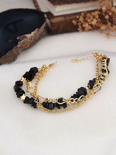 L'Atelier de Gaia Pozłacana bransoletka z elementami ozdobnymi rozmiar: onesize. Czarne bransoletki damskie L'Atelier de Gaia, pozłacane. Za 34.99 zł.