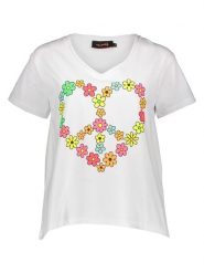 Miss goodlife Koszulka "Heart Peace" w kolorze białym ze wzorem rozmiar: L. Białe t-shirty damskie miss goodlife, l, bez wzorów, bez kołnierzyka. Za 104.99 zł.