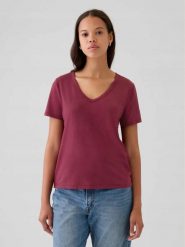 T-SHIRT DAMSKI KOSZULKA 1 BAWEŁNA GAP VINTAGE BORDOWY. Czerwone bluzki sportowe damskie GAP, m, z bawełny, bez kołnierzyka, bez ramiączek. Za 144.60 zł.