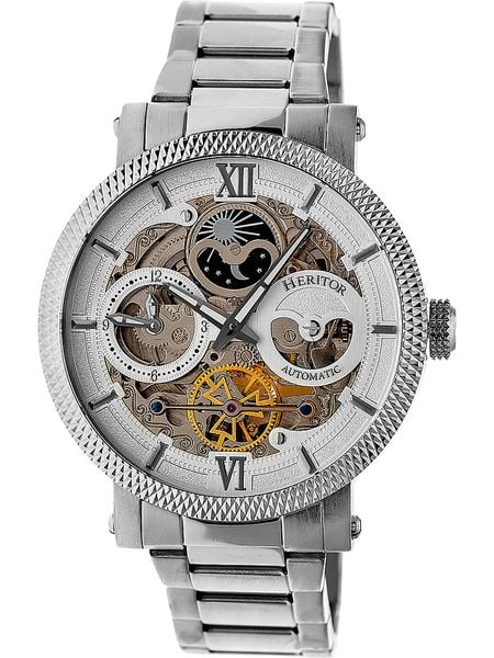 Heritor Zegarek automatyczny "Aries" w kolorze srebrno-białym rozmiar: onesize. Szare, analogowe zegarki męskie Heritor, ze stali. Za 674.99 zł.