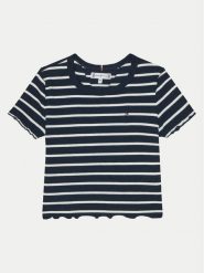 Tommy Hilfiger T-Shirt KG0KG08509 S Granatowy Slim Fit. Niebieskie koszulki dziewczęce Tommy Hilfiger, s, bez wzorów, z bawełny, bez ramiączek. Za 89.99 zł.