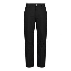 Spodnie narciarskie z zamykanymi bocznymi kieszeniami CMP. Czarne spodnie materiałowe męskie CMP, bez wzorów, sportowe. W wyprzedaży za 437.75 zł.