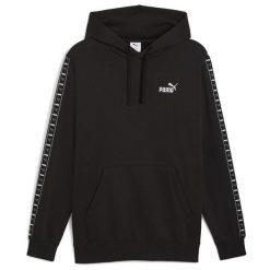 Bluza z kapturem męskie Puma Ess Tape Hoodie Fl. Czarne bluzy sportowe męskie Puma, bez wzorów, z bawełny, sportowe, bez kołnierzyka, bez ramiączek. Za 192.99 zł.