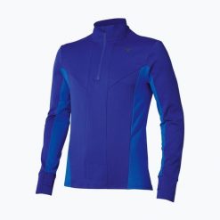 Bluza do biegania męska Mizuno Active Warm Half Zip. Niebieskie bluzy bez kaptura męskie Mizuno, m, z elastanu. Za 179.99 zł.