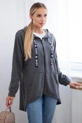 Bluza z dłuższym tyłem i kapturem grafitowa. Szare bluzy z kapturem damskie KESI, na jesień, l, z bawełny. Za 278.10 zł.