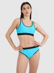 4F Góra od bikini damska - niebieska L. Niebieskie bikini damskie 4f, bez wzorów. W wyprzedaży za 59.99 zł.