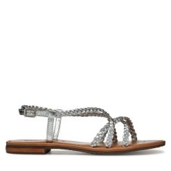 Sandały Geox. Szare sandały damskie Geox, bez wzorów, bez obcasa, na płaskiej podeszwie. Za 279.99 zł.