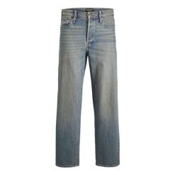 Spodnie Jack & Jones Eddie Original 543 niebieski denim. Niebieskie spodnie materiałowe męskie Jack&Jones, bez wzorów, z denimu, eleganckie. Za 253.76 zł.