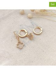 Atelier MIU Pozłacane kolczyki-kreole (3 szt.) z cyrkoniami rozmiar: onesize. Żółte kolczyki damskie atelier MIU, z cyrkonią, pozłacane. Za 43.99 zł.