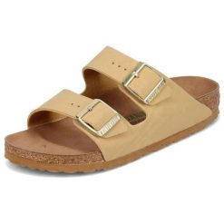 Klapki damskie Birkenstock Arizona BS regular. Brązowe klapki damskie Birkenstock, bez wzorów, z jeansu, bez obcasa. Za 287.00 zł.
