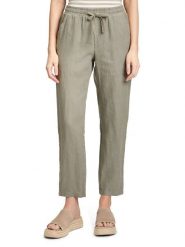 CARTOON Lniane spodnie w kolorze zielonym rozmiar: 38. Zielone spodnie materiałowe damskie Cartoon, bez wzorów, ze lnu, z podwyższonym stanem. Za 130.99 zł.