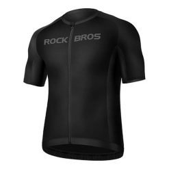 Męska oddychająca i odblaskowa koszulka rowerowa ROCKBROS. Czarne t-shirty sportowe męskie ROCKBROS, l, z elastanu, bez ramiączek, rowerowe. Za 191.08 zł.