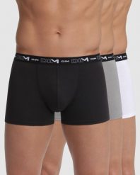 Zestaw 3 bokserów DIM Coton Stretch. Czarne bokserki męskie DIM, bez wzorów, z bawełny. Za 178.50 zł.
