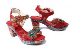 LAURA VITA 005843 Nellao 05 rouge, sandały damskie. Czerwone sandały damskie Laura Vita, bez wzorów, ze skóry, bez obcasa, na obcasie. Za 305.92 zł.