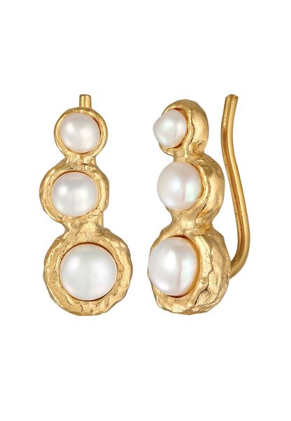 Elli Kolczyki damskie earclimber Baroque z perły hodowlana słodkowodna, pozłacane srebro próby 925 Sterling Silver 1 ct Damski. Szare kolczyki damskie Elli, z perłą, pozłacane, na sztyftcie. Za 293.99 zł.