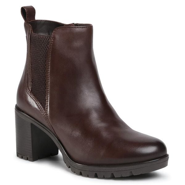 Botki Lasocki. Brązowe botki damskie Lasocki, bez obcasa, na słupku, bez zapięcia. Za 120.99 zł.