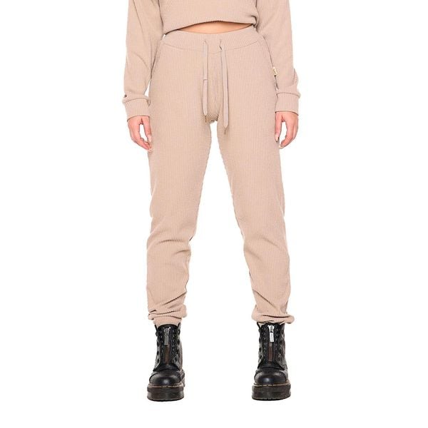 Spodnie dresowe miękki z sznurek regulacyjny na co dzień. Brązowe spodnie dresowe damskie LEONE 1947 APPAREL, z bawełny, na fitness i siłownię. W wyprzedaży za 124.24 zł.