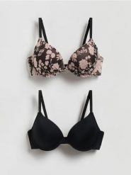 Siateczkowy biustonosz push up 2 pack - czarny. Czarne biustonosze Reserved, bez wzorów. Za 99.99 zł.