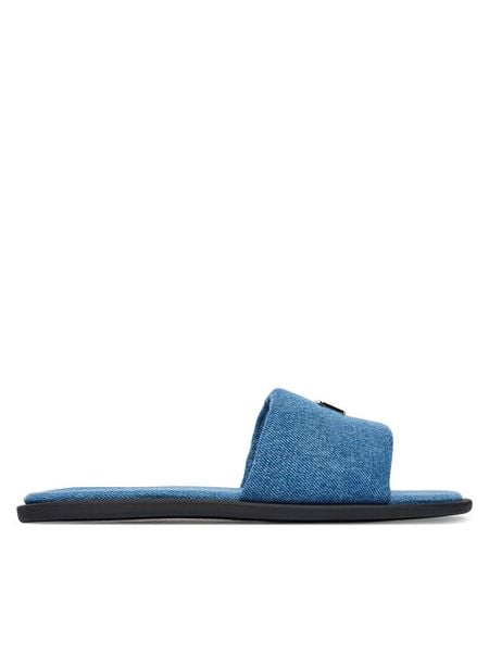 Tommy Jeans Klapki Tjw Padded Denim Casual Slide EN0EN03020 Niebieski. Niebieskie klapki damskie Tommy Jeans, bez wzorów, z denimu, bez obcasa. Za 177.99 zł.