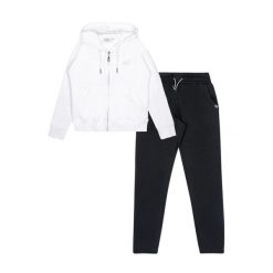 Bluza z bawełna z kaptur na czas wolny na co dzień. Białe spodnie dresowe damskie LEONE 1947 APPAREL, bez wzorów, z bawełny. W wyprzedaży za 112.15 zł.