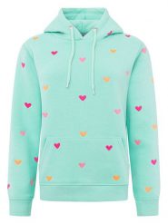 Zwillingsherz Bluza "Hearts" w kolorze turkusowym rozmiar: L/XL. Niebieskie bluzy z kapturem damskie Zwillingsherz, l, z bawełny. Za 188.85 zł.