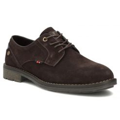 Skórzane półbuty męskie casual zamsz ciemny brąz Filippo MP8317. Półbuty męskie Filippo, ze skóry, bez zapięcia. Za 189.99 zł.