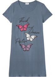 Krótka koszula nocna z czystej bawełny organicznej. Niebieskie koszule nocne damskie bonprix, bez wzorów, z bawełny. Za 59.99 zł.