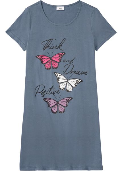 Krótka koszula nocna z czystej bawełny organicznej. Niebieskie koszule nocne damskie bonprix, bez wzorów, z bawełny. Za 59.99 zł.