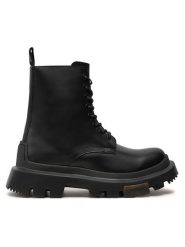Hugo Trapery Fabyan 50523316 Czarny. Czarne trapery damskie Hugo, ze skóry, bez obcasa. Za 649.99 zł.