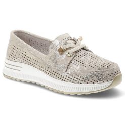 Półbuty damskie Artiker, cholewka ze skóry naturalnej perforowana struktura metaliczne wykończenie, złote, 58C0485. Żółte półbuty damskie Artiker, bez wzorów, ze skóry, bez obcasa. Za 219.00 zł.