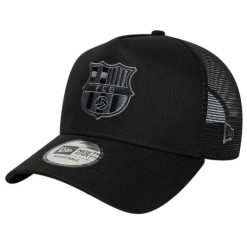Czapka z daszkiem kibicowska FC Barcelona New Era. Czarne czapki męskie FC Barcelona, bez wzorów, sportowe. Za 159.00 zł.