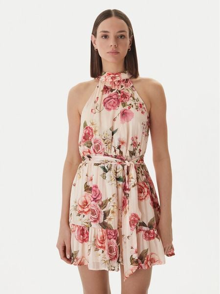 Guess Sukienka koktajlowa W6GKAE W2555 Beżowy Regular Fit. Brązowe sukienki damskie Guess, s, z aplikacjami, z syntetyku, wizytowe, bez kołnierzyka, bez ramiączek. Za 589.99 zł.