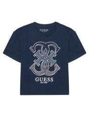Guess T-Shirt J6RI28 K6YW4 Granatowy Regular Fit. Niebieskie koszulki dziewczęce Guess, z aplikacjami, z bawełny, bez ramiączek. Za 119.99 zł.