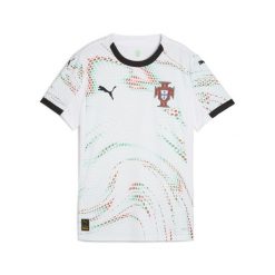 Damska koszulka wyjazdowa Portugalia 2025 PUMA White Black. Białe bluzki damskie Puma, xl, bez wzorów, sportowe, bez kołnierzyka, bez ramiączek. Za 419.00 zł.