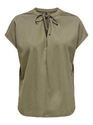 ONLY Bluzka "Jany" w kolorze khaki rozmiar: S. Brązowe bluzki damskie Only, s, bez wzorów, bez kołnierzyka, bez ramiączek. Za 74.63 zł.