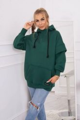 Bluza ocieplana z półgolfem ciemno zielona. Zielone bluzy z kapturem damskie KESI, l, z bawełny. Za 238.37 zł.