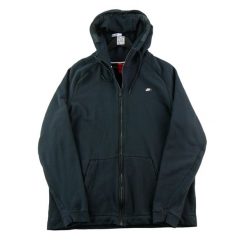 Second life - Nike bluza męska z kapturem rozpinana na całej długości - Jak nowy. Czarne bluzy sportowe męskie Nike, bez wzorów, z tkaniny, casualowe, bez kołnierzyka, bez ramiączek. Za 149.06 zł.
