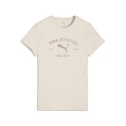 Damska koszulka PUMA Class z grafiką PUMA. Białe bluzki damskie Puma, bez wzorów, casualowe, bez kołnierzyka, bez ramiączek. Za 109.00 zł.